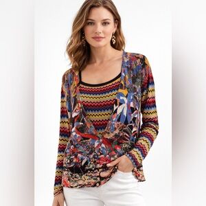 Vintage Alberto Makali 2 Pc Sweater Set Multicolor Tropical Bird Print ArtsySz L